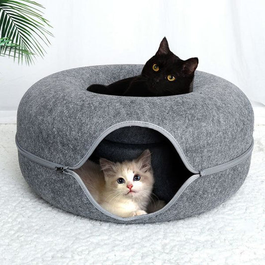 Cat Donut Felt Tunnel Bed